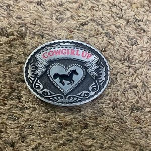 Cowgirl up belt buckle